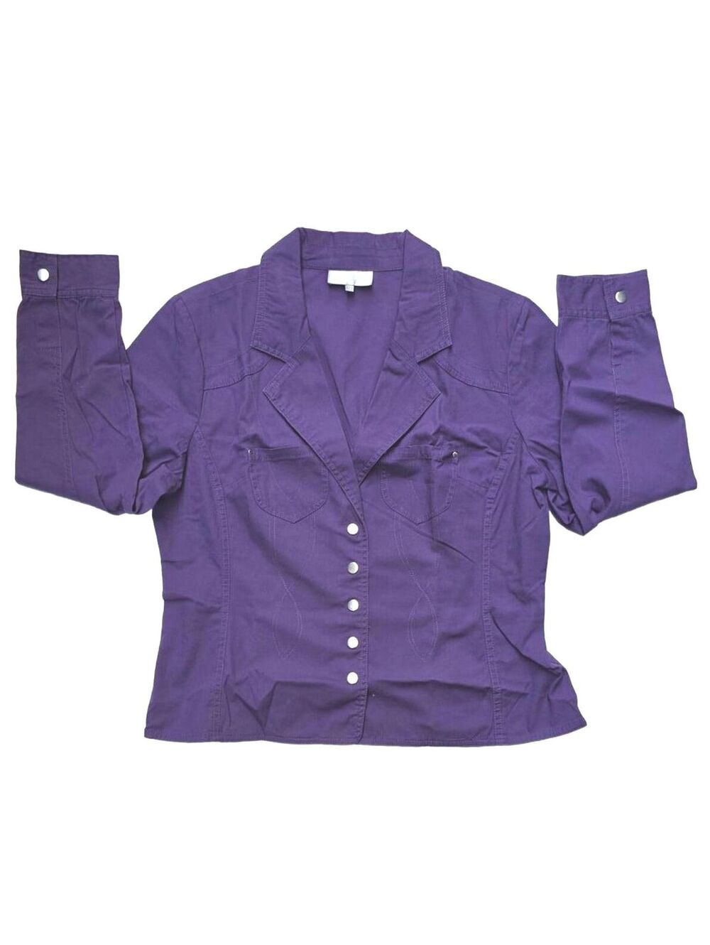 Bellissima Women's Purple Cropped Fitted Snap Up Jacket Cotton Size 12